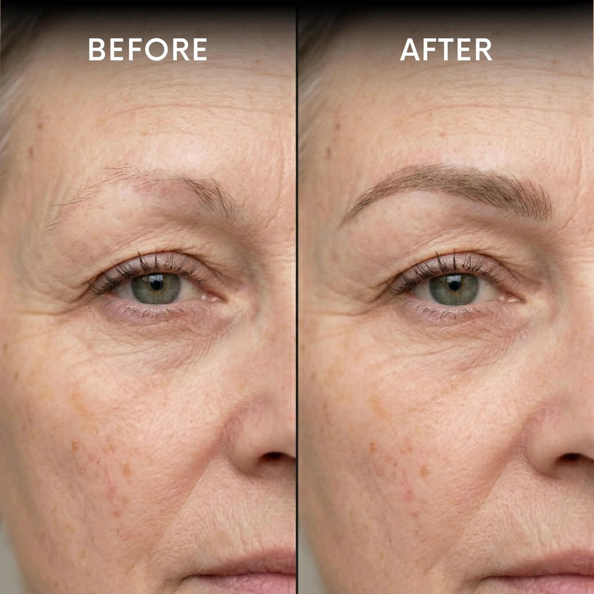 Before and after brow restoration result at Golden Brows